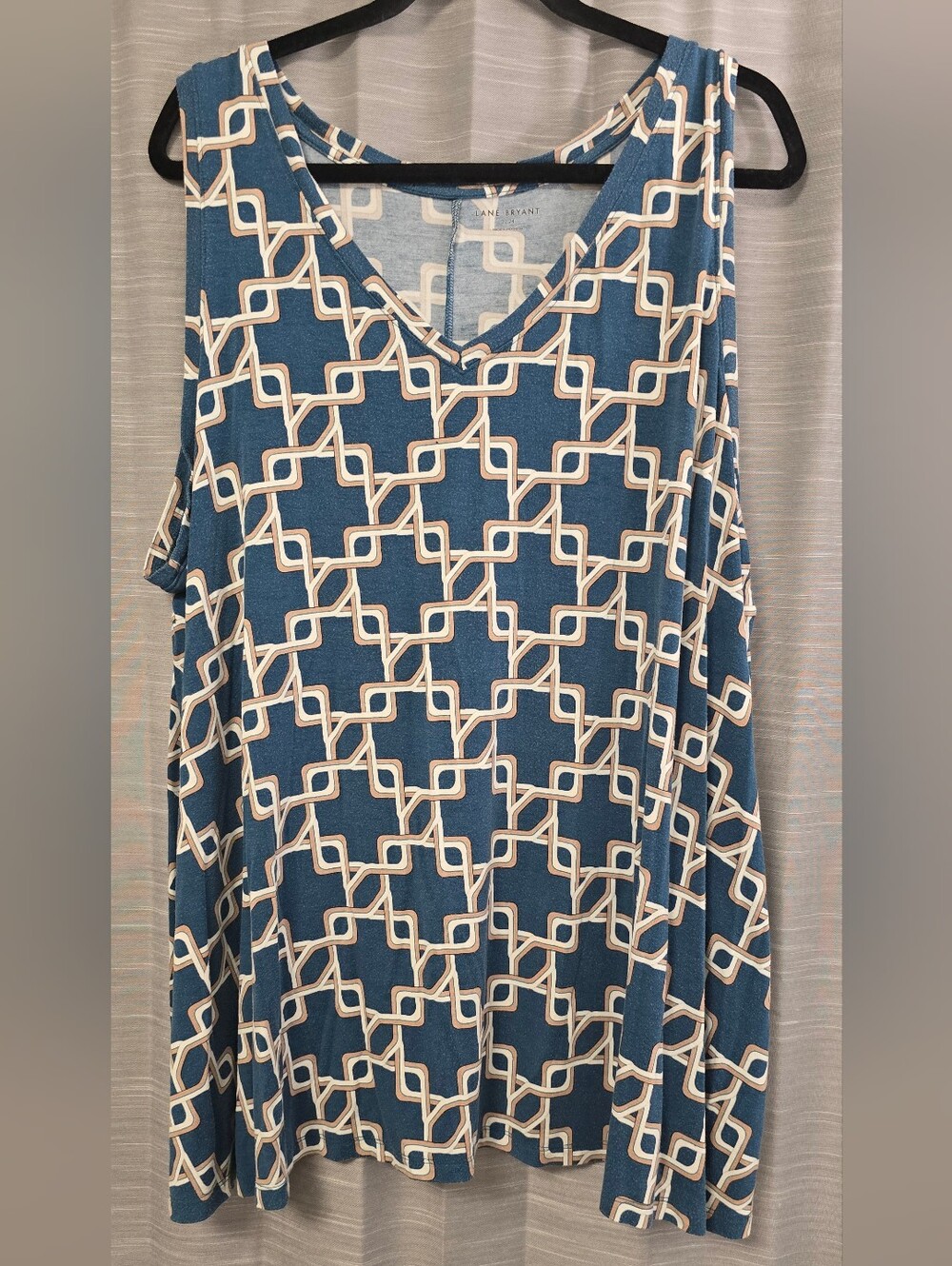 Women's Teal Geometric Tank Top